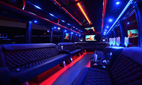 Round Rock 30 Passenger Party Bus Black Interior