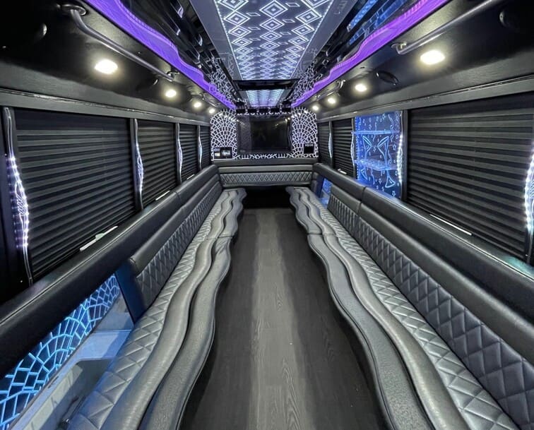 Round Rock 30 Passenger Party Bus White Interior