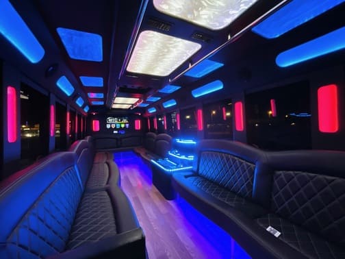 Round Rock 35 Passenger Party Bus Interior