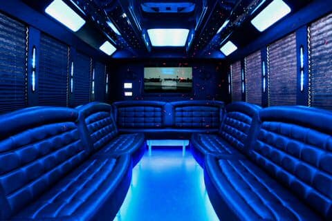 Round Rock 36 Passenger Party Bus Interior